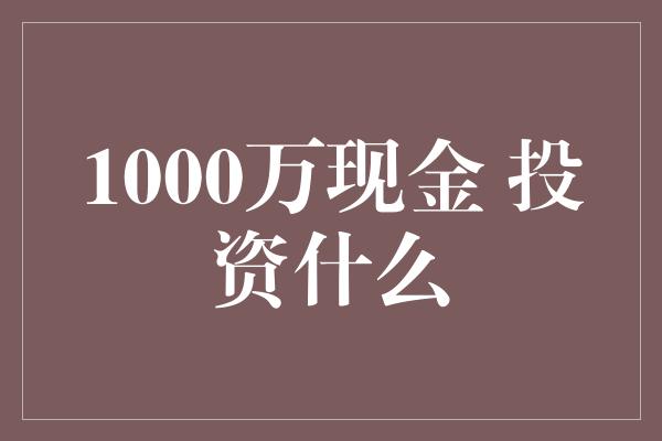 1000万现金 投资什么