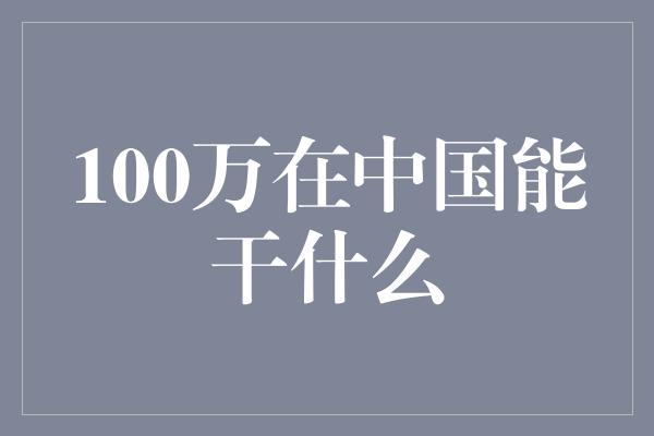 100万在中国能干什么