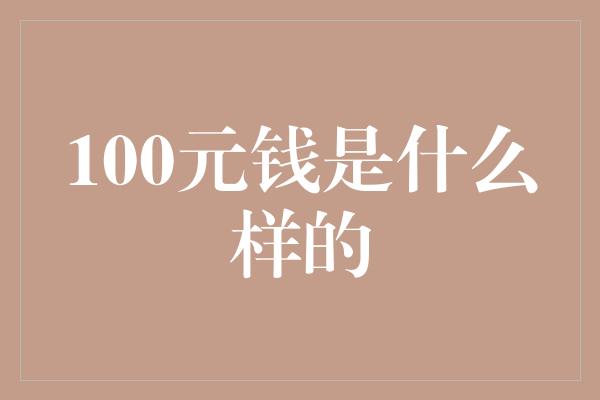 100元钱是什么样的