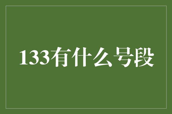 133有什么号段