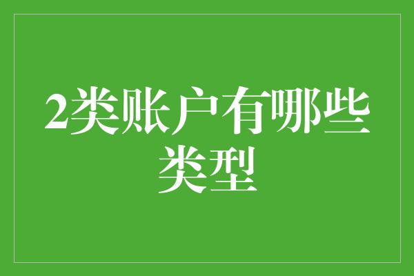 2类账户有哪些类型