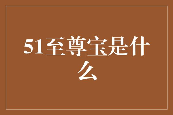 51至尊宝是什么