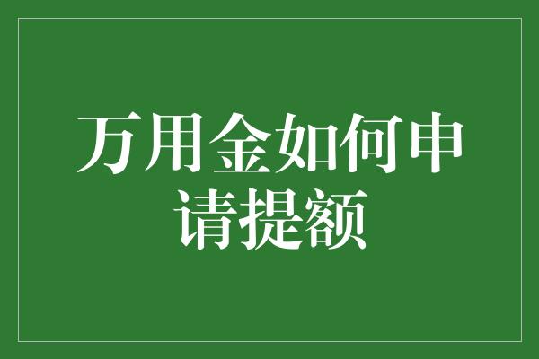 万用金如何申请提额