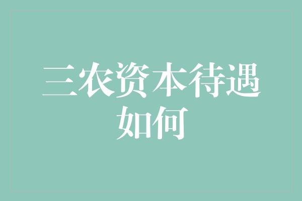 三农资本待遇如何