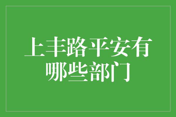 上丰路平安有哪些部门