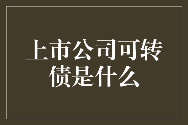 上市公司可转债是什么