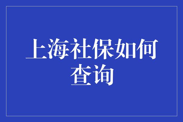 上海社保如何查询