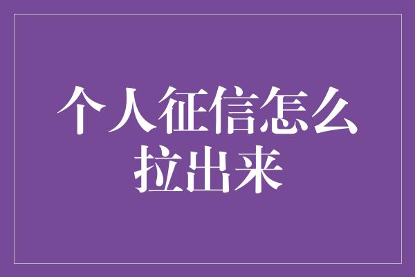 个人征信怎么拉出来