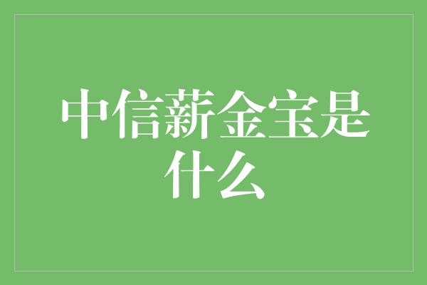 中信薪金宝是什么