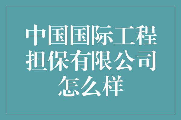 中国国际工程担保有限公司怎么样