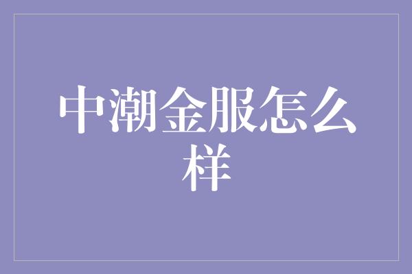 中潮金服怎么样