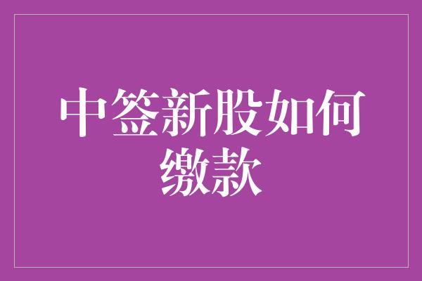 中签新股如何缴款