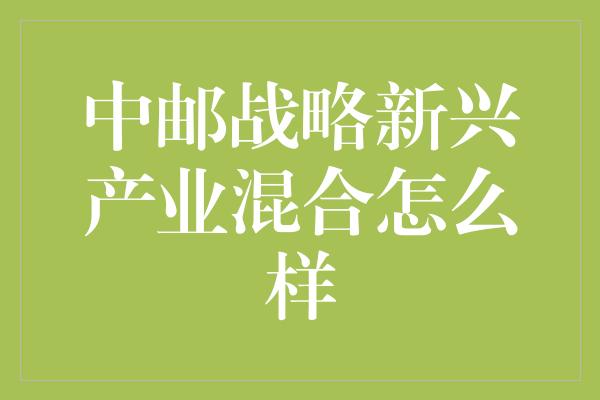 中邮战略新兴产业混合怎么样