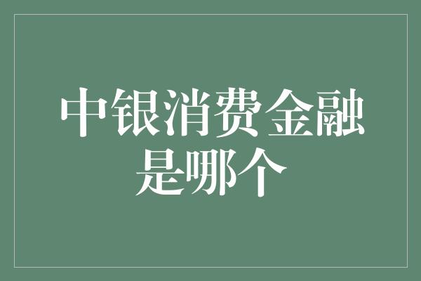 中银消费金融是哪个