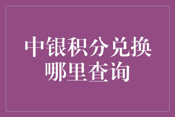 中银积分兑换哪里查询