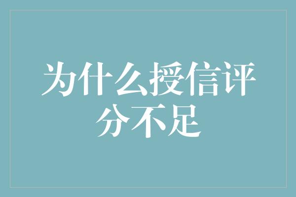 为什么授信评分不足