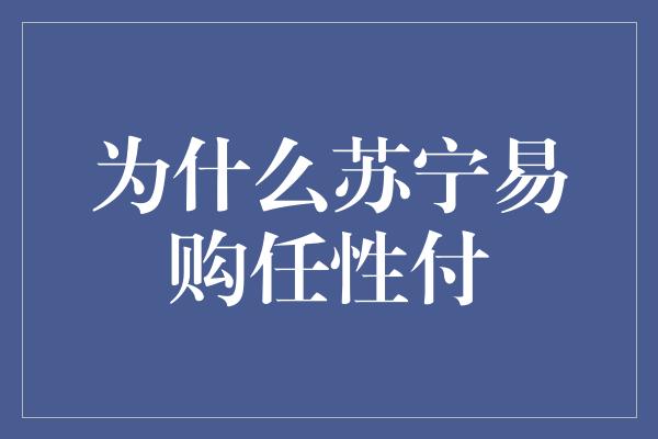 为什么苏宁易购任性付