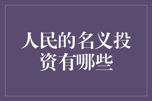 人民的名义投资有哪些