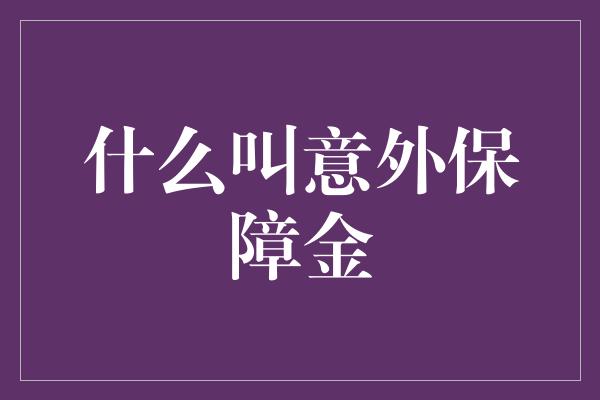 什么叫意外保障金