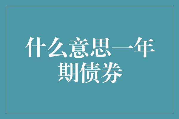 什么意思一年期债券