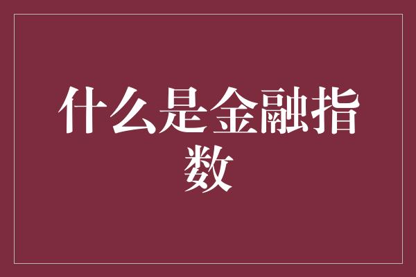 什么是金融指数