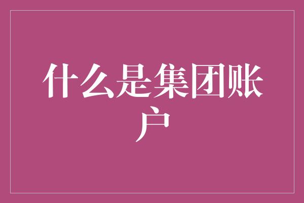 什么是集团账户