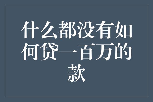 什么都没有如何贷一百万的款