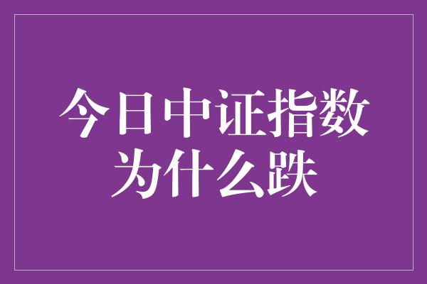 今日中证指数为什么跌