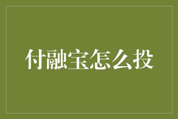 付融宝怎么投