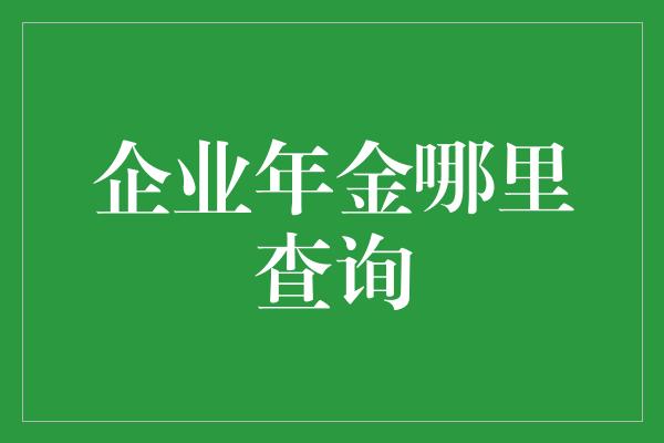 企业年金哪里查询