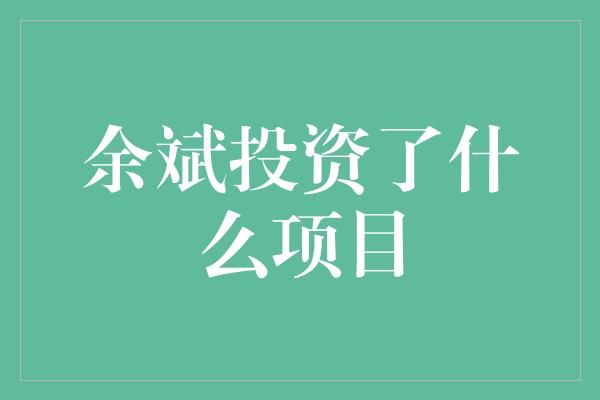 余斌投资了什么项目