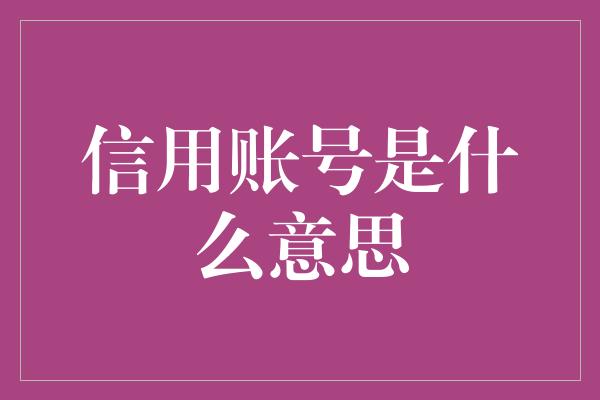 信用账号是什么意思