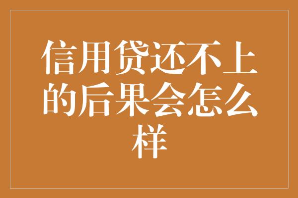 信用贷还不上的后果会怎么样