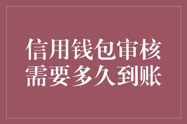 信用钱包审核需要多久到账