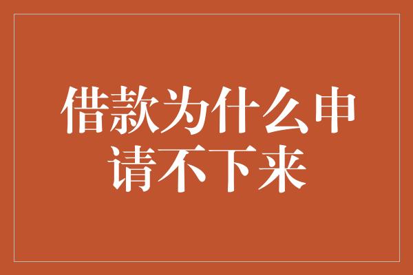 借款为什么申请不下来