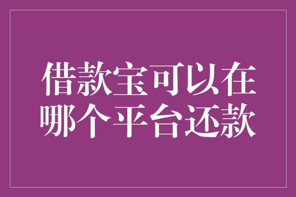 借款宝可以在哪个平台还款