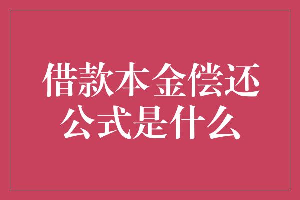 借款本金偿还公式是什么