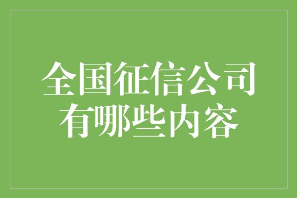 全国征信公司有哪些内容