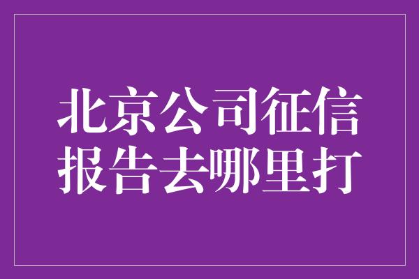 北京公司征信报告去哪里打