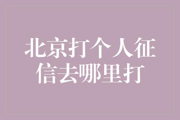 北京打个人征信去哪里打