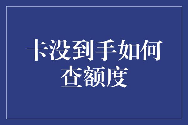 卡没到手如何查额度