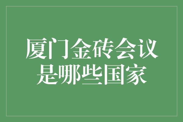 厦门金砖会议是哪些国家