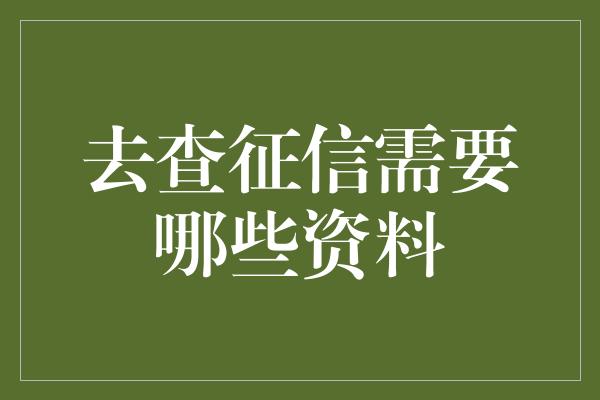 去查征信需要哪些资料