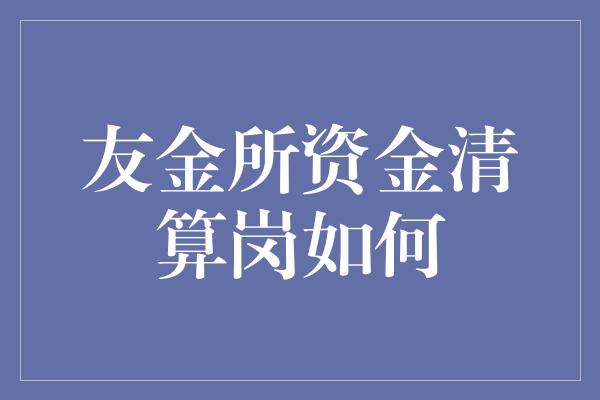 友金所资金清算岗如何