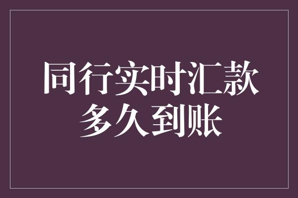 同行实时汇款多久到账