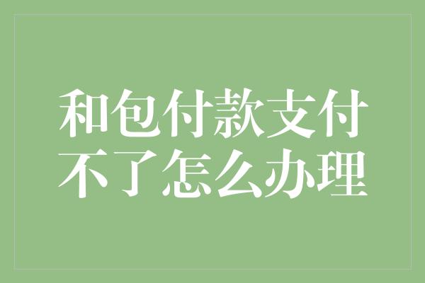 和包付款支付不了怎么办理