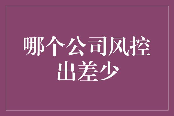 哪个公司风控出差少