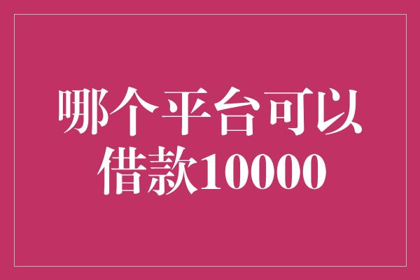 哪个平台可以借款10000