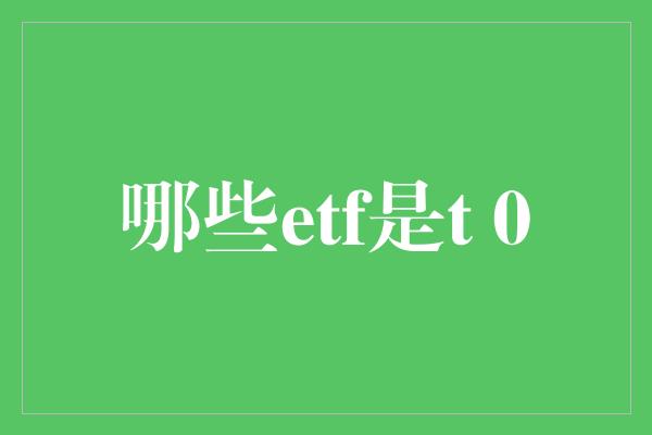 哪些etf是t 0