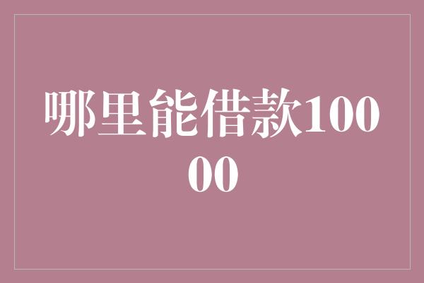 哪里能借款10000